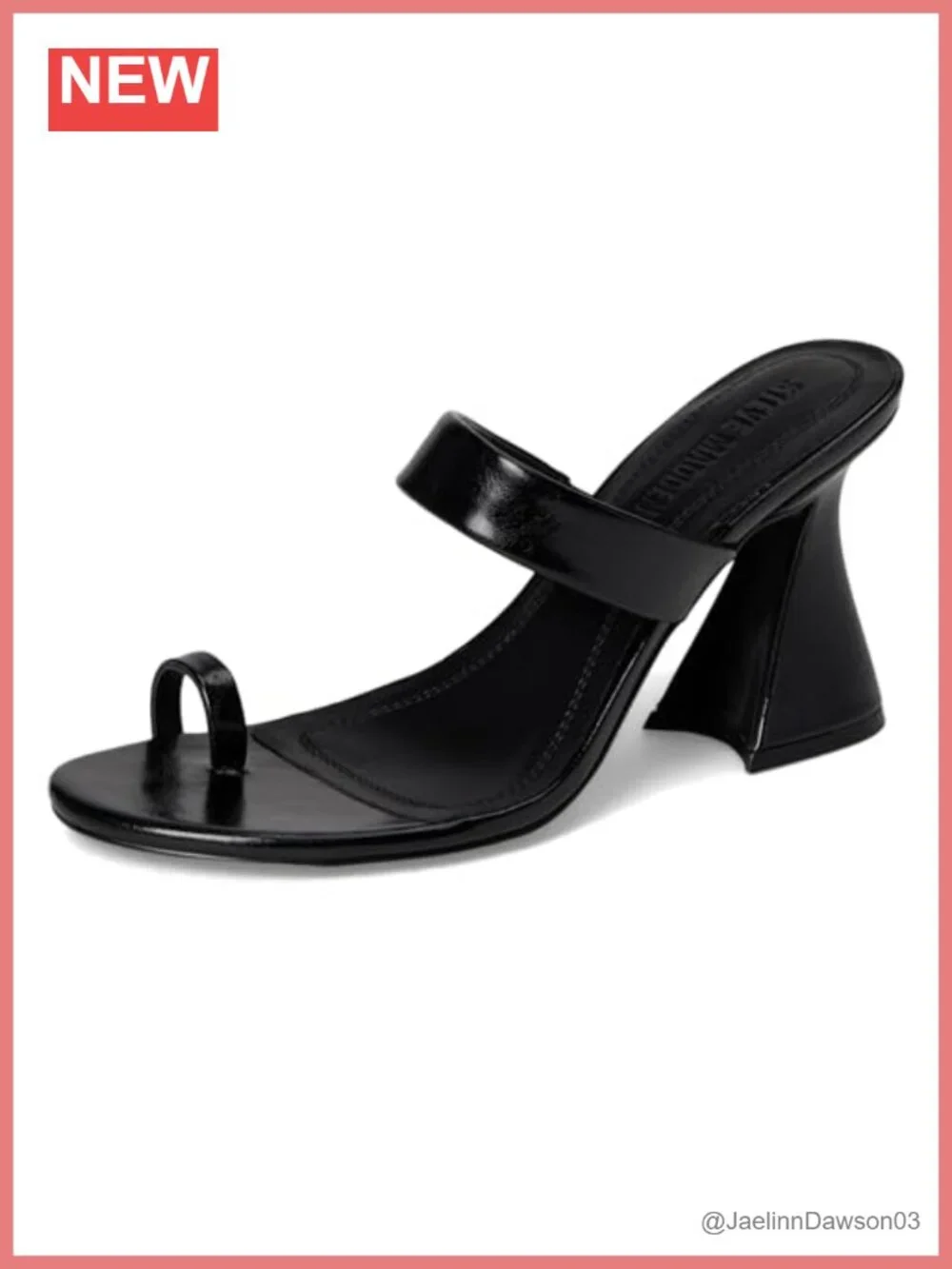 Black Heeled Sandals Slide Block Heel Dressy Party Shoes